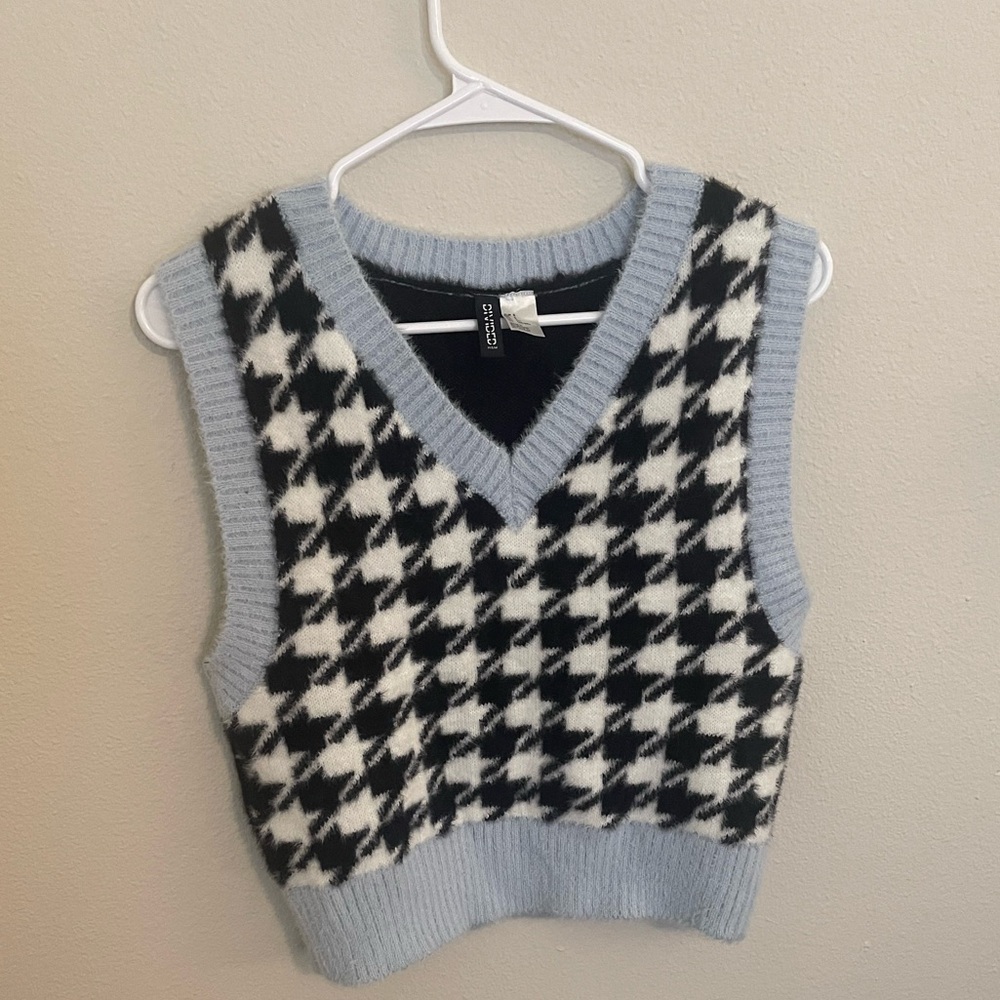 H&M, Sweater/Vest, Black/White/Blue, Size S